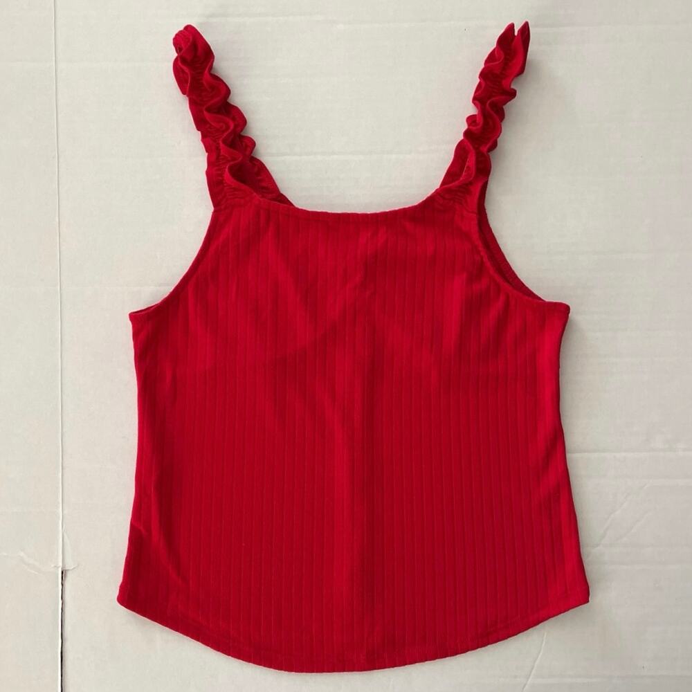 No Boundaries Red Babydoll Cami Juniors Size L Ruffle Straps Stretchy Layer Y2K - Picture 4 of 11